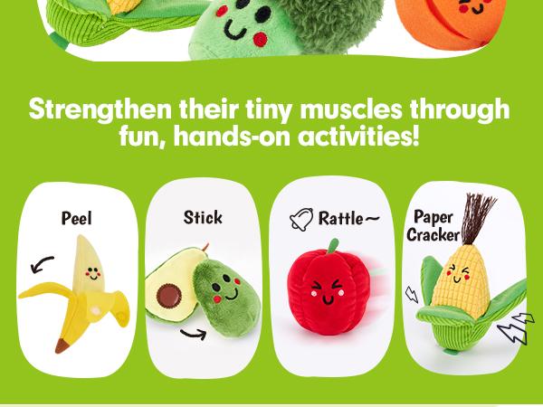 Hahaland 16Pcs My First Fruit Vegetable Color Sorting Play Food-Crinkle,Rattle,preschool Toy,Baby Toys 6-12 Months Montessori learning Toys for 1 Year Old Boy Girl Gifts,Mothersdaygift/Newborngift,summervibes