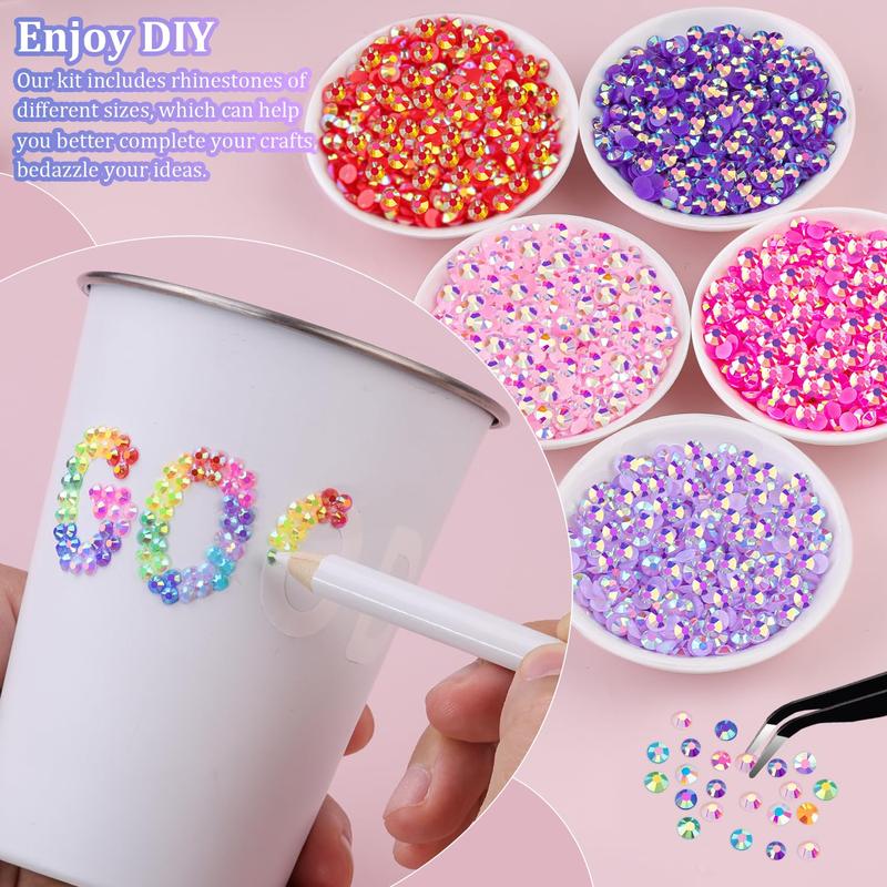 VIBRANT GEMS 32000Pcs Resin Rhinestones with Tweezers for Crafting Mixed-Color 3mm Bedazzling Crystal with 3Pcs 10ml B7000 Jewelry Glue for DIY Crafts Clothing Tumblers Shoes Fabric Nail Art Colorful