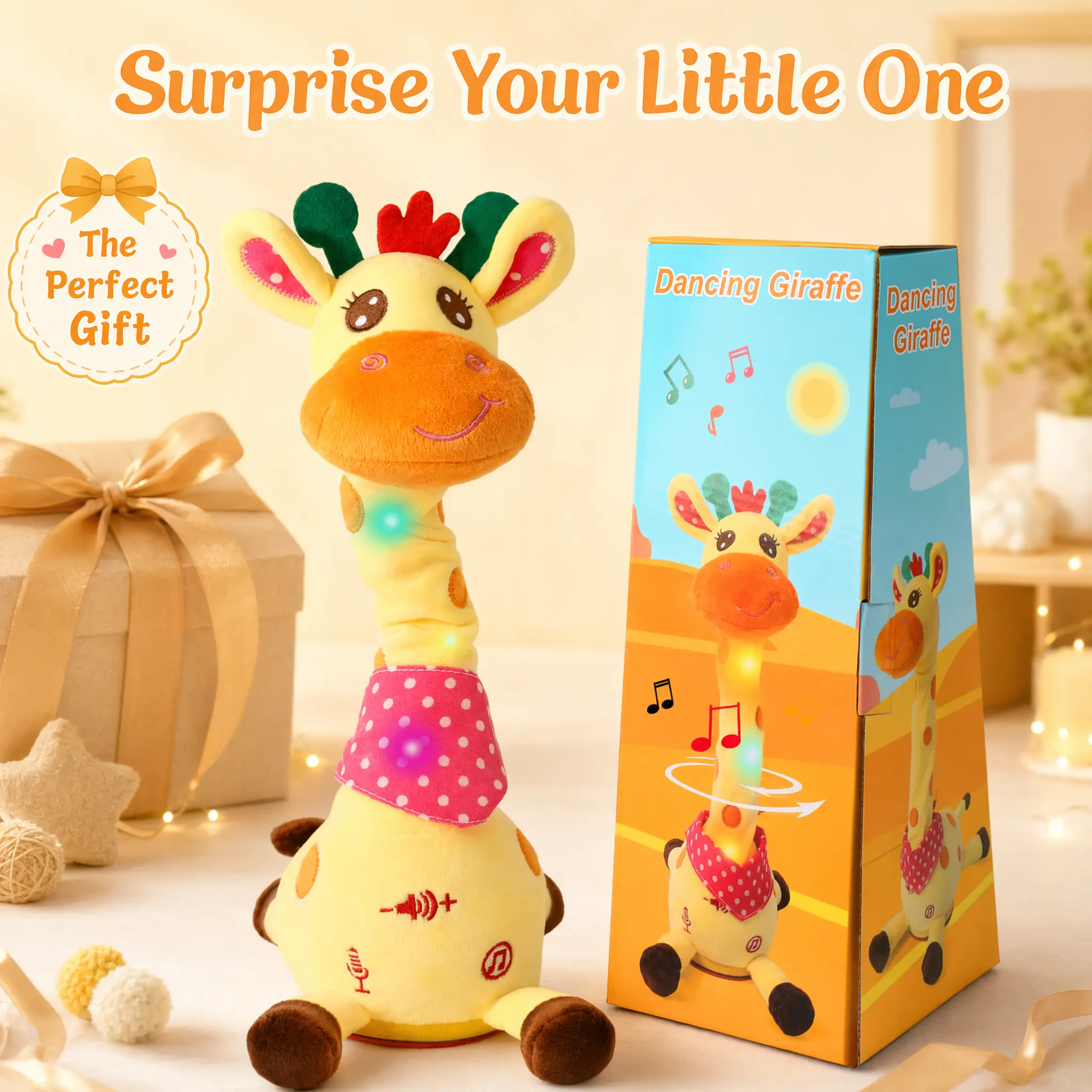 Talking Giraffe Toy, Repeating What You Say, Singing Glowing Stuffed Animal