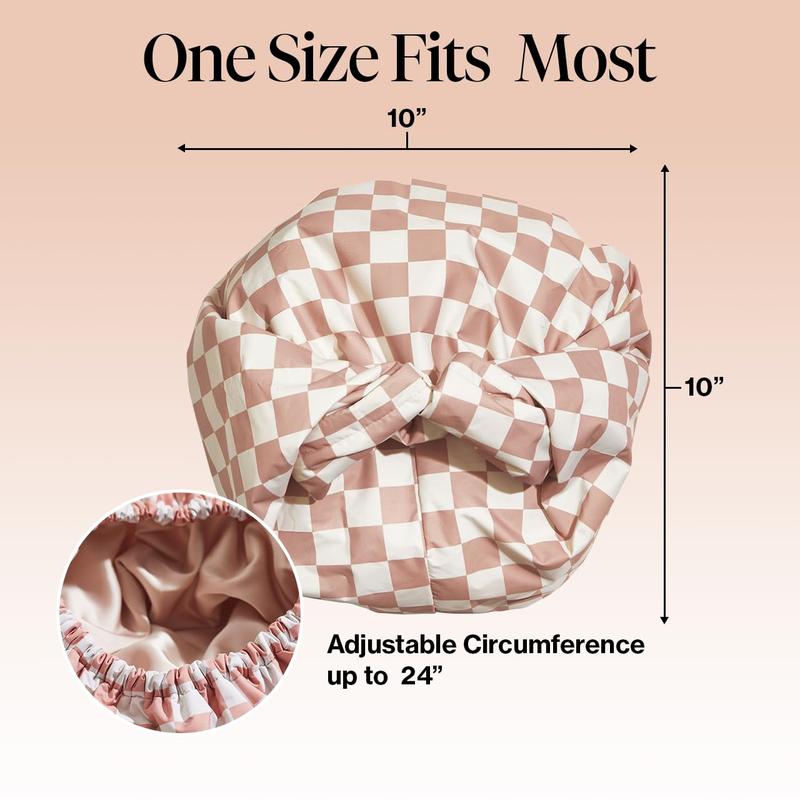 Luxury Shower Caps for Women Reusable Waterproof - Flexi Satin Lined, Quick-dry, Adjustable, Hair Cap for Long & Short Hair - Terracotta