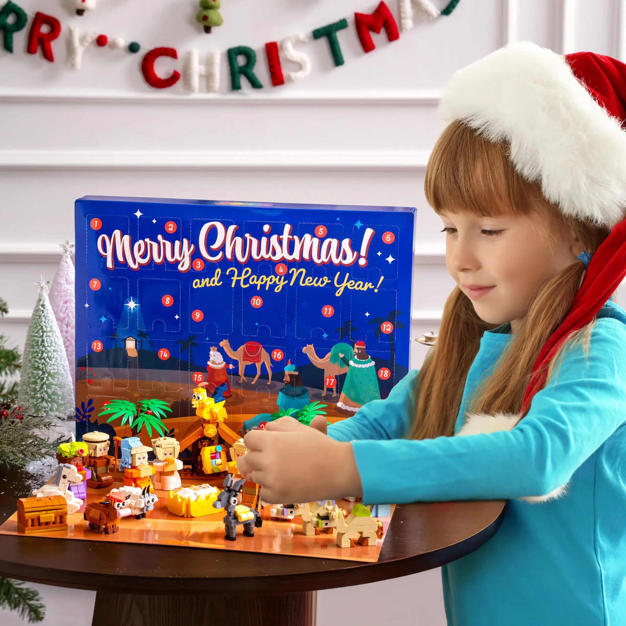 2026 Christmas Advent Calendar Building Blocks, 24 Days Christmas Themed Nativity Building Blocks, Xmas Party Favor Supplies for Boys Girls, Kids Xmas Fun Gifts, Countdown Calendar