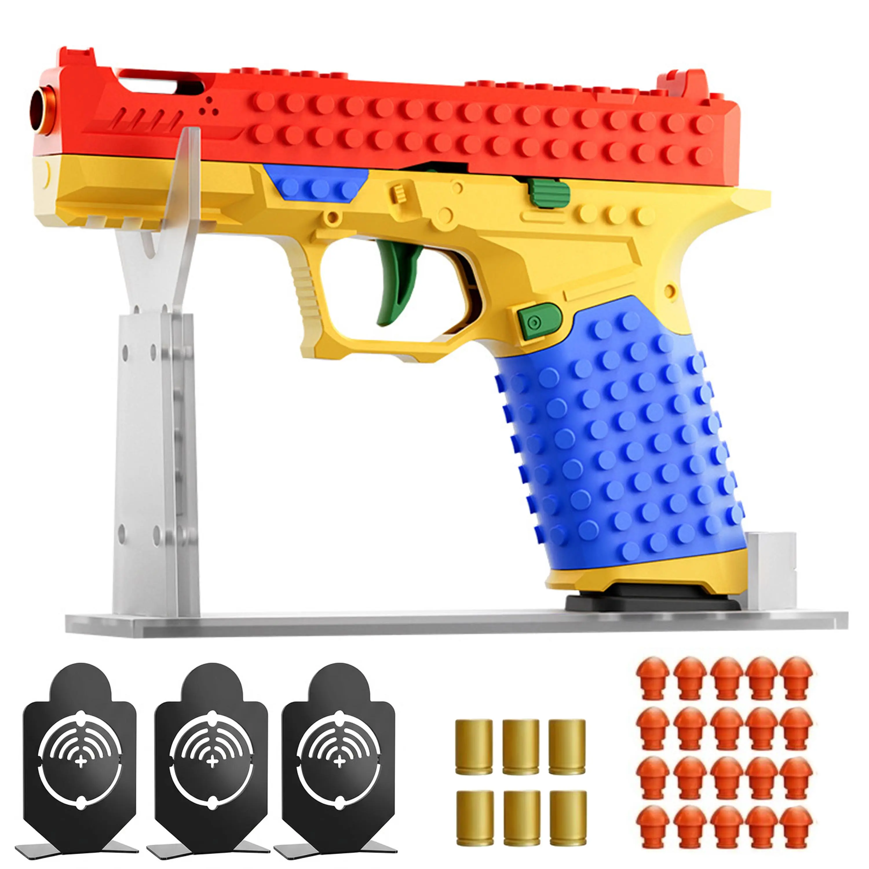 BAZILBAZOS-[BONUS TARGET INCLUDED]–Tactical DIY Building Block Handle Set, Build-Your-Own Multiplayer Strategy Toy for Outdoor Team Activities, Creative Festival Gift