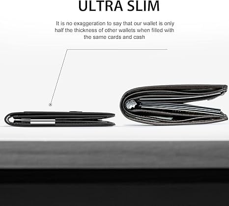 Men's Slim Leather RFID Blocking Wallet - Minimalist Carbon Fiber Bifold