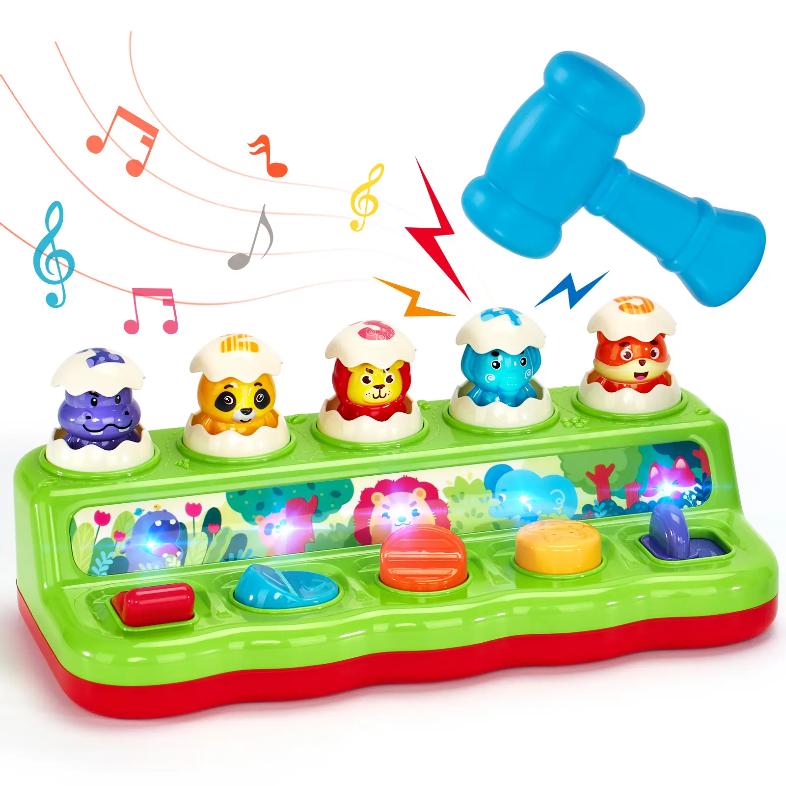 2 in 1 Pound Ball Toy & Car Ramp Race Track / Pop Up Montessori Toys with Hammers,Toddler Toys for 1 Year Old Boy，Learning Early Developmental Montessori Toys for 2 Year Old Christmas Birthday Easter Gifts, Toddler Playset