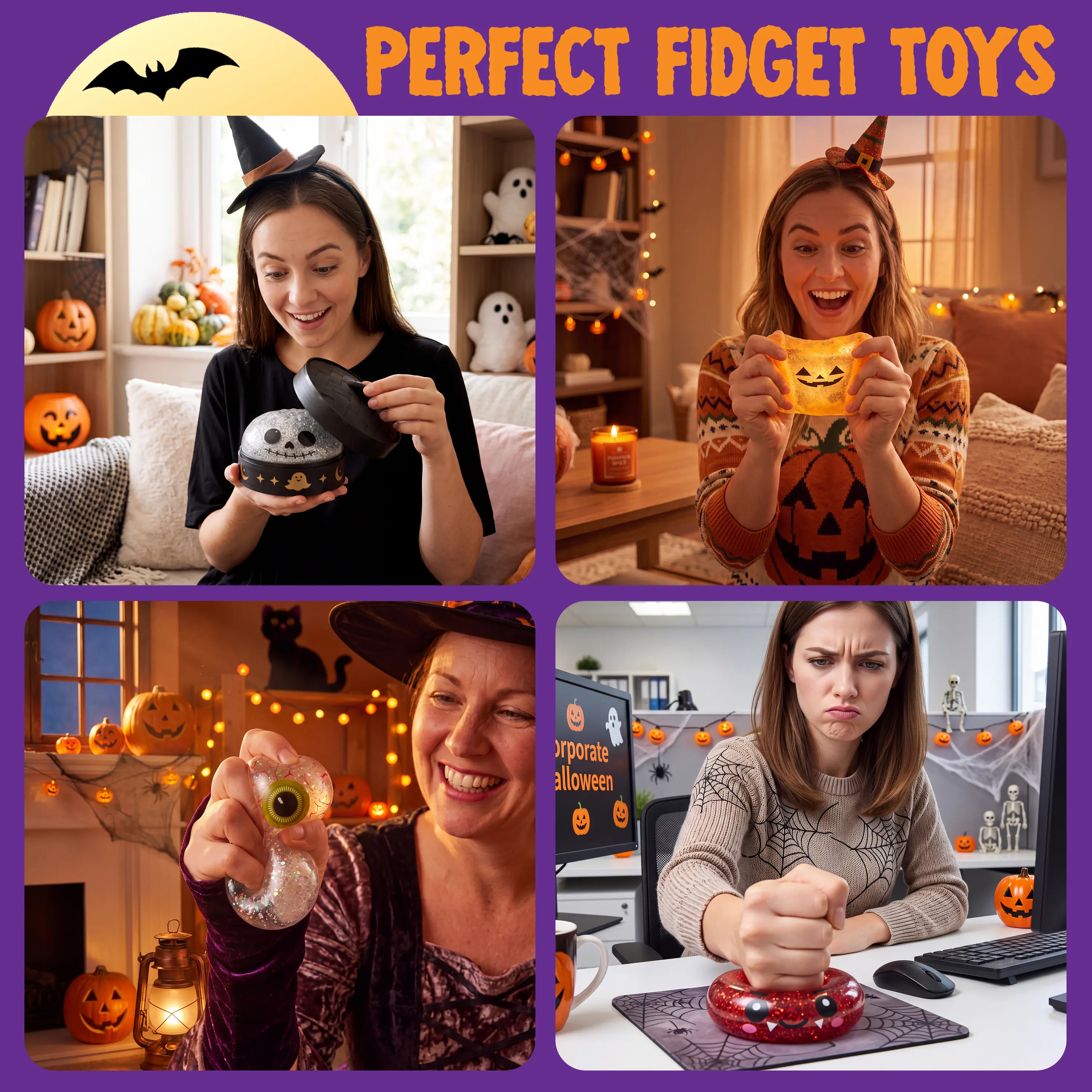Halloween Dumpling Stress Relief Toys, with Steamer Storage Boxes,Slow‑rebound maltose squishy toys, ideal for Halloween party gifts