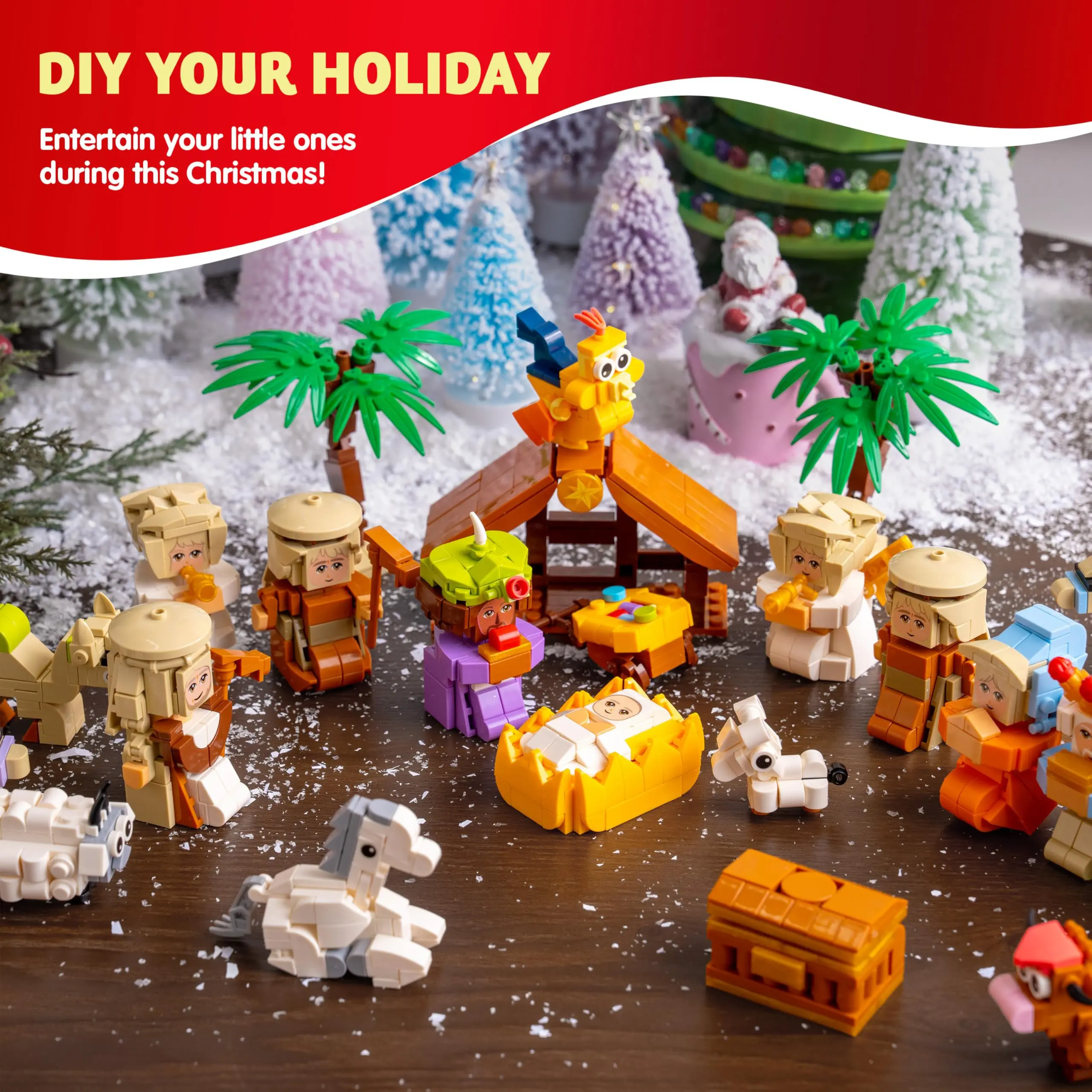 2026 Christmas Advent Calendar Building Blocks, 24 Days Christmas Themed Nativity Building Blocks, Xmas Party Favor Supplies for Boys Girls, Kids Xmas Fun Gifts, Countdown Calendar