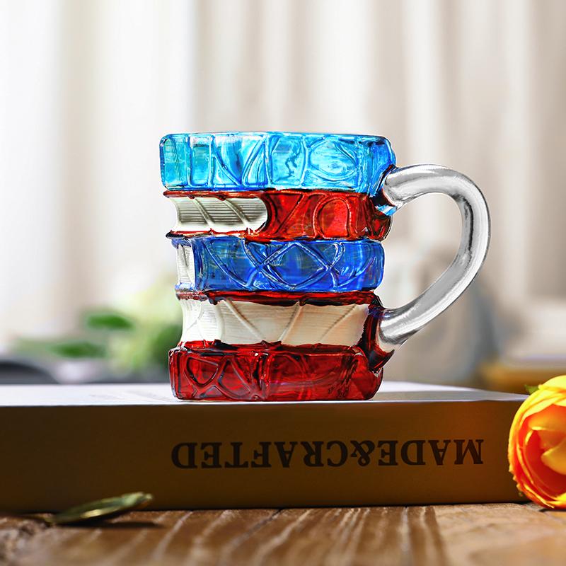 Ceramic Innovative 3D Painting Book Mug Unique Stacked Coffee Cup Perfect Gift for Literature Lovers Creative Colorful Book Gift Ideal for Christmas