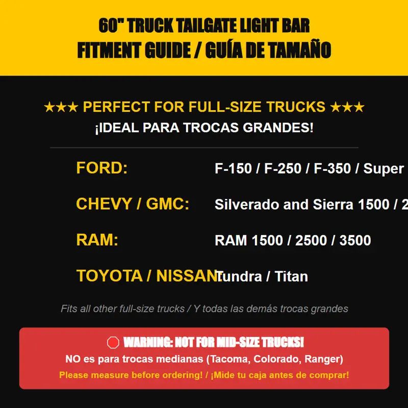 Upgrade Triple Row Tailgate Light Bar Waterproof LED Sequential Brake, Reverse & Turn Signal, Waterproof Plug & Play Truck ,Summer Vibe