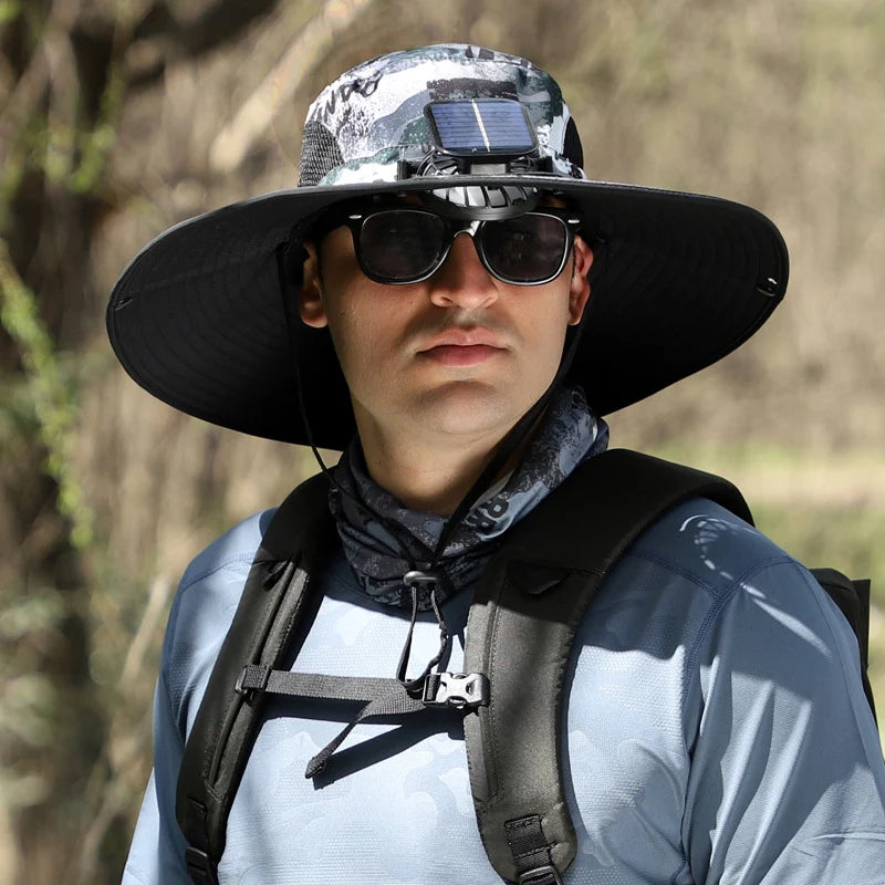 (🔥Summer Hot Sale - 30% Off )Wide Brim Solar Fan Outdoor Fishing Hat-Solar & USB Charging