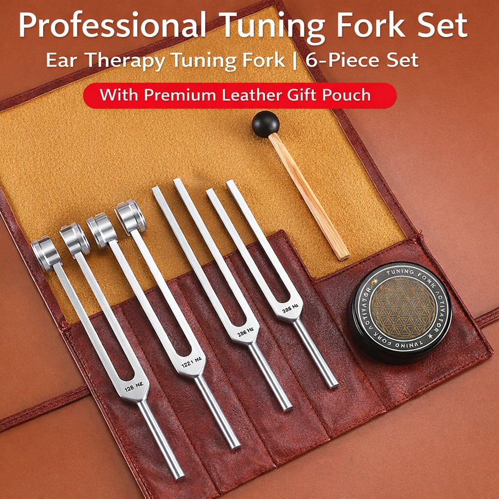 Professional Tuning Fork Set – 128Hz, 136.1Hz, 256Hz, 384Hz with Activator