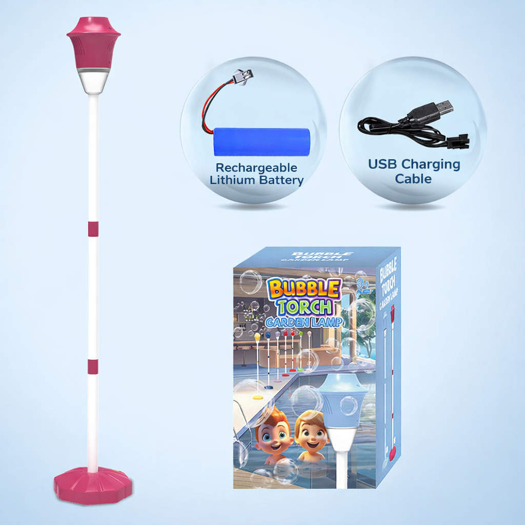 Automatic Handheld Bubble Machine for Kids, Bubble Maker Spring Summer Toys with Lights, Outdoor Rechargeable 