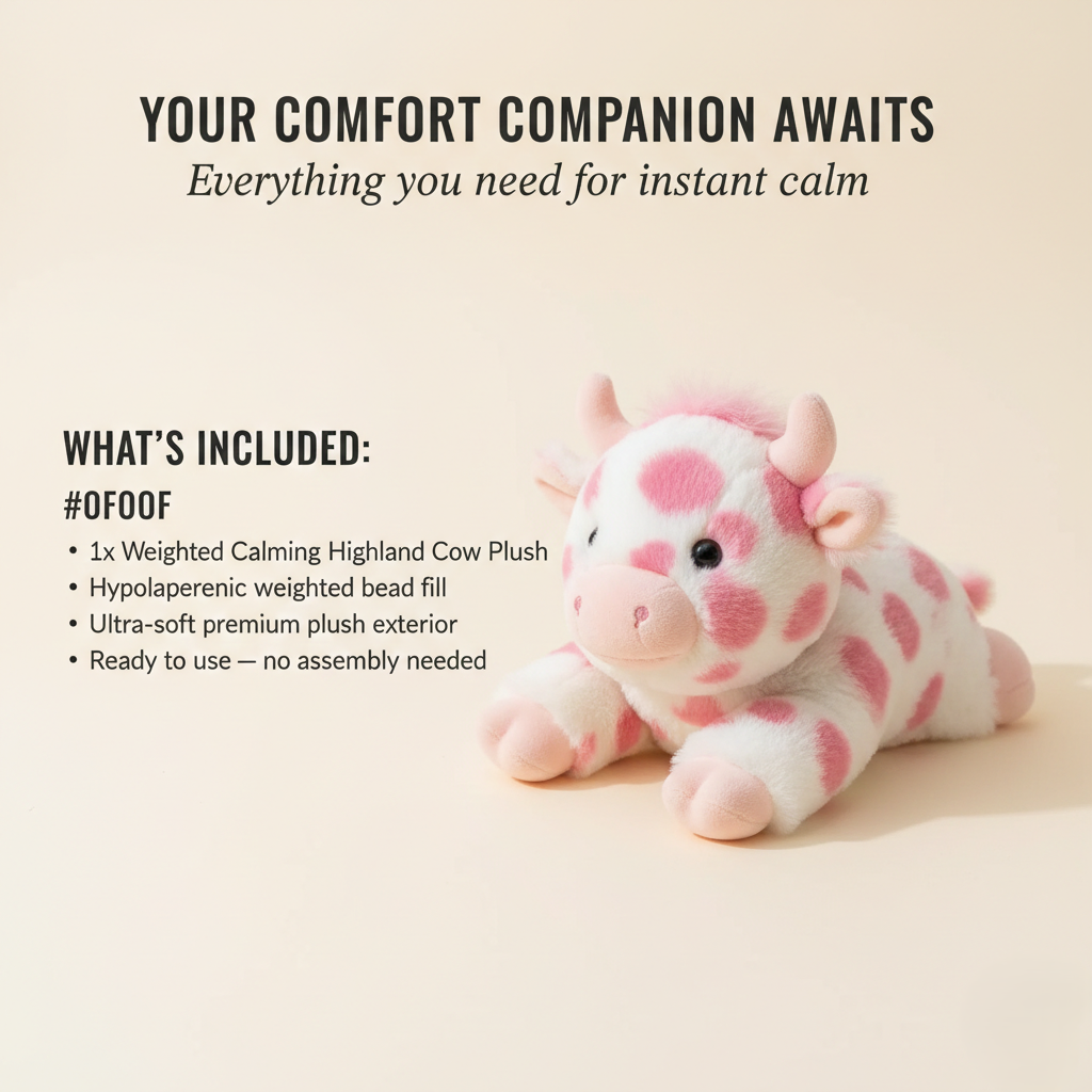 Weighted Calming Plush Highland Cow for Anxiety & Cramp Relief + 50 % OFF