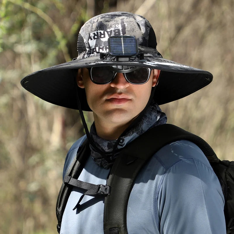 (🔥Summer Hot Sale - 30% Off )Wide Brim Solar Fan Outdoor Fishing Hat-Solar & USB Charging