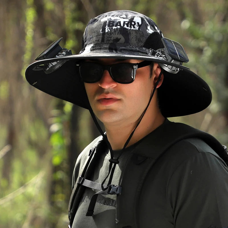 (🔥Summer Hot Sale - 30% Off )Wide Brim Solar Fan Outdoor Fishing Hat-Solar & USB Charging