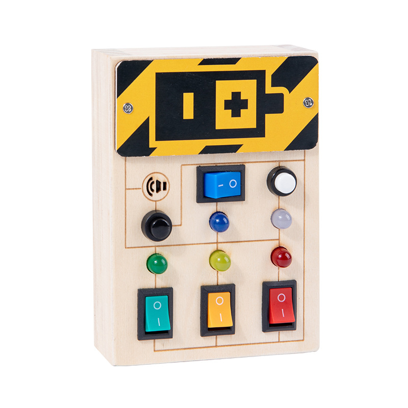 Busy Board, Montessori Toys, Wooden Busy Board with LED Light Up Switch, Learning Sensory Travel Toys, Valentine's Day Gifts Idea for Kids