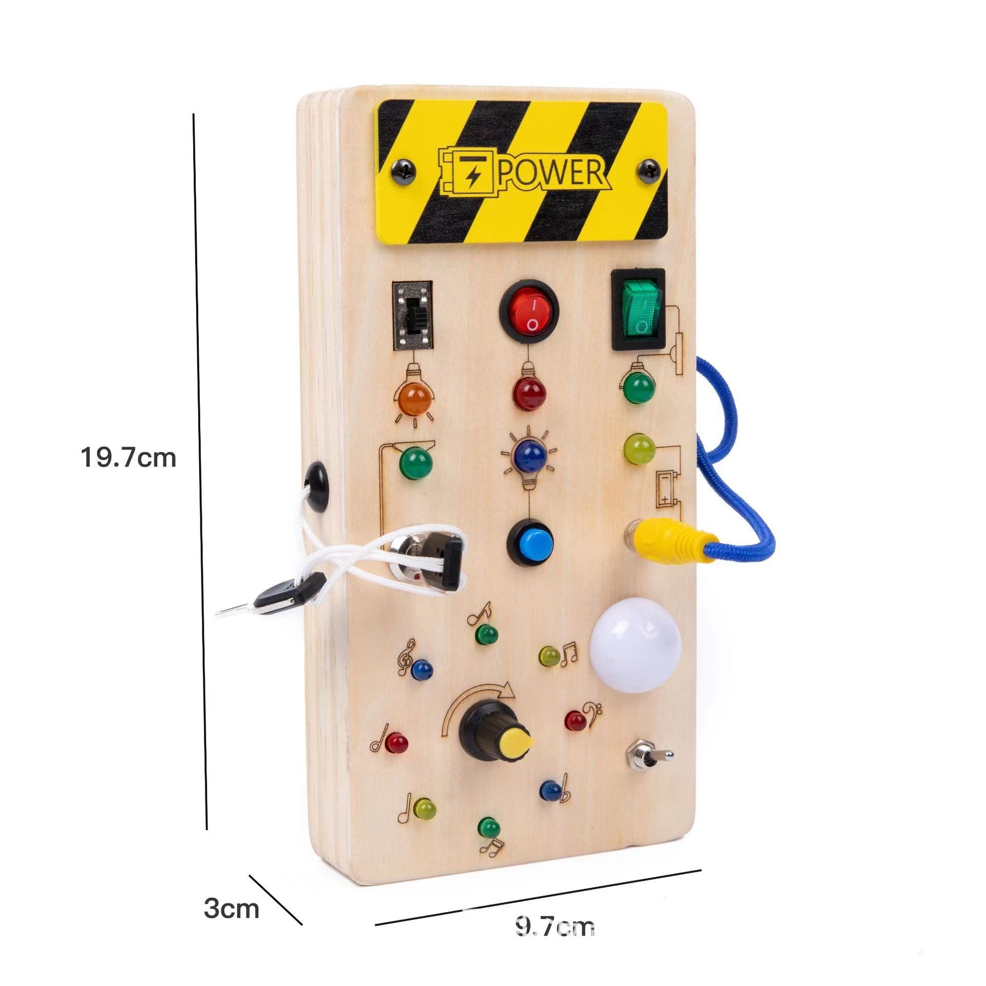 Busy Board, Montessori Toys, Wooden Busy Board with LED Light Up Switch, Learning Sensory Travel Toys, Valentine's Day Gifts Idea for Kids
