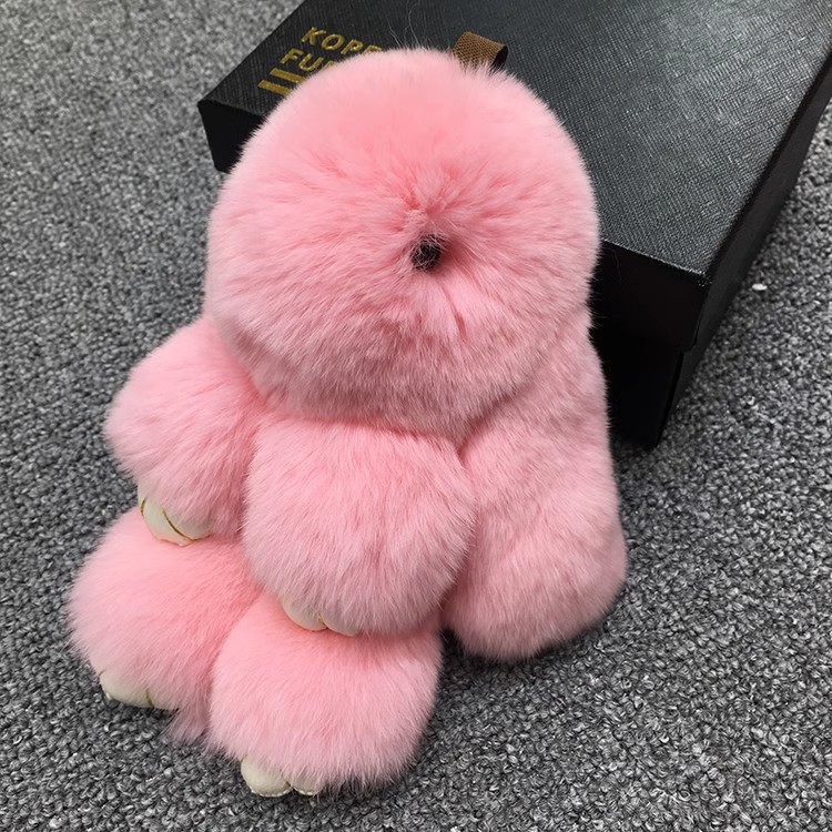 BunnyLulu Handmade Fluffy Bunny PomPom Keychain with Designed Tin Box, – Cute Eater Basket Gift, Travel Accessory & Birthday Present for Girls & Women