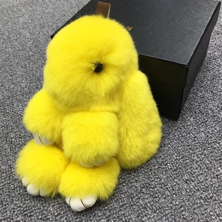 BunnyLulu Handmade Fluffy Bunny PomPom Keychain with Designed Tin Box, – Cute Eater Basket Gift, Travel Accessory & Birthday Present for Girls & Women