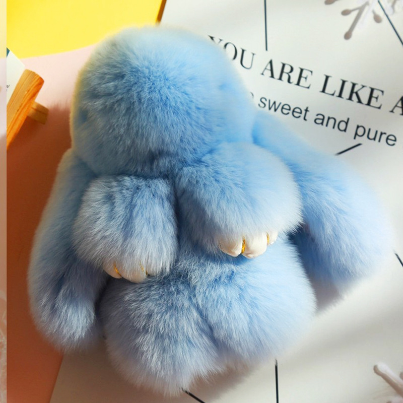 BunnyLulu Handmade Fluffy Bunny PomPom Keychain with Designed Tin Box, – Cute Eater Basket Gift, Travel Accessory & Birthday Present for Girls & Women