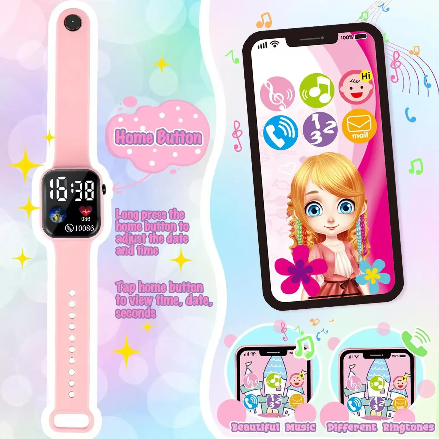 Realistic Girl Handbag Toy Set, Colorful Pretend Play Accessories, Includes Phone Wallet Makeup Toys.