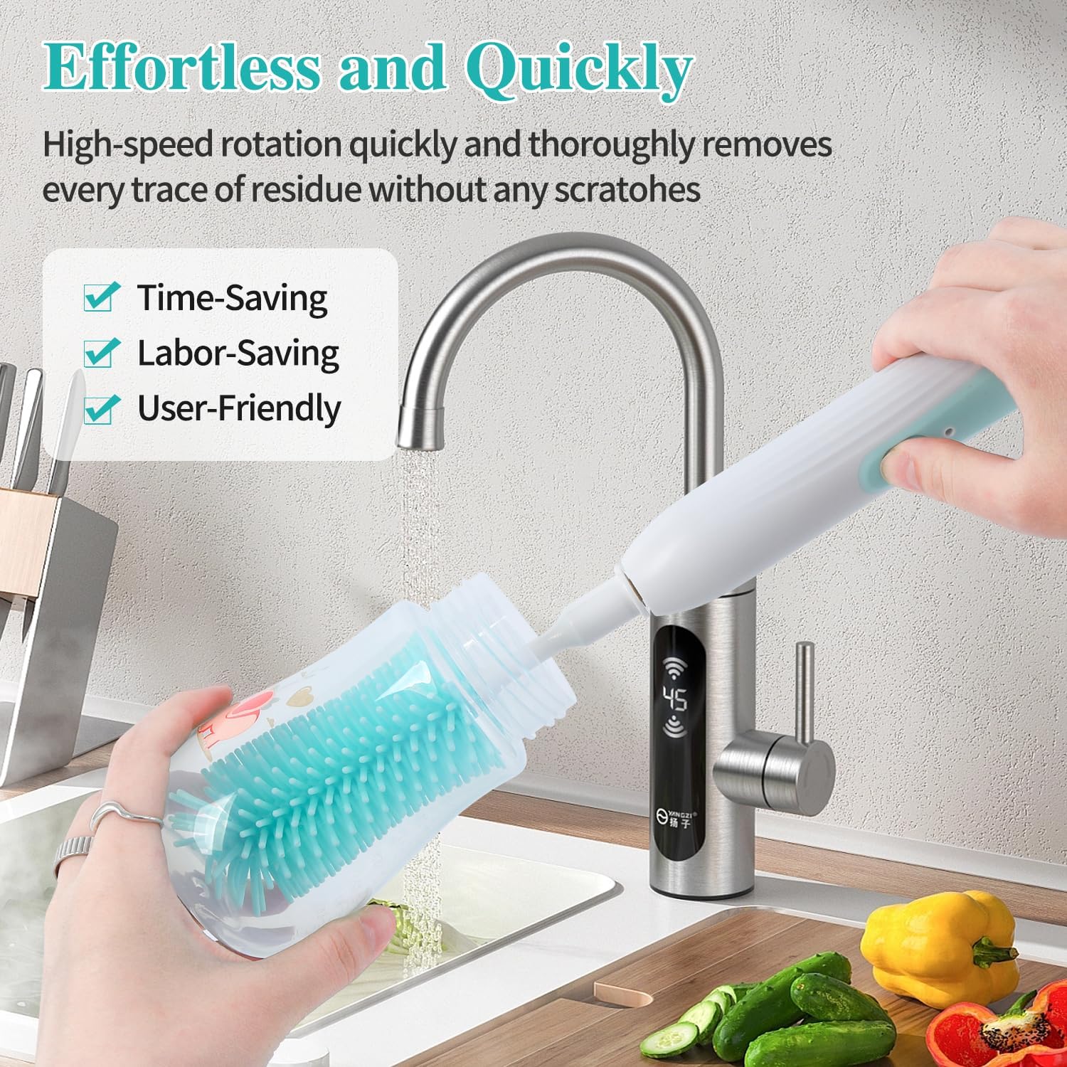 Electric Bottle Cleaning Brush, Baby Bottle Brush Cleaner, Water Bottle Cleaning Kit, Nipple Brush,Straw Cleaner Brush, 360° Rotation, Silicone Material, Waterproof,6 Packs Set for Newborns Electric Bottle Cleaning Brush, Baby Bottle Brush Cleaner, Water Bottle Cleaning Kit, Nipple Brush,Straw Cleaner Brush, 360° Rotation, Silicone Material, Waterproof,6 Packs Set for Newborns