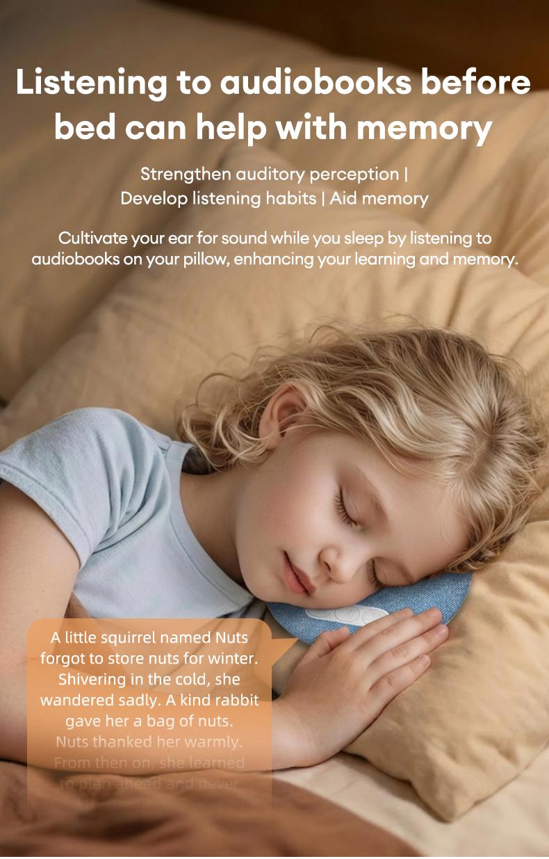 HYUNDAI S1 Ultra-Thin Bluetooth Pillow Speaker with Bluetooth 6.0, 3D White Noise, Soft Immersive Sound Field, Pillow CD Player for Bedtime Music & Audiobooks, Headphone-Free Sleep Speaker, Compatible with Android & iOS