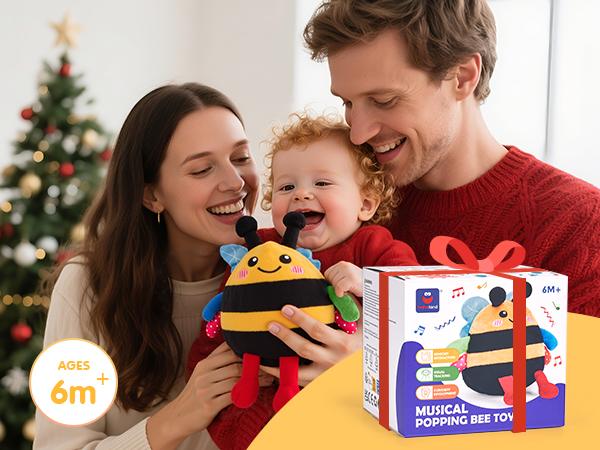 hahaland Baby Toy for 6-12 Months &ndash; Crawling Musical Dancing Bouncing Learning Bee Plush,Abeja que baila/Abeja que canta/ Interactive,48 Songs & Repeat what you say,Tummy Time Toy infant toy for Birthday 0-3 Months/6-12 Months,Cute Gifts Play