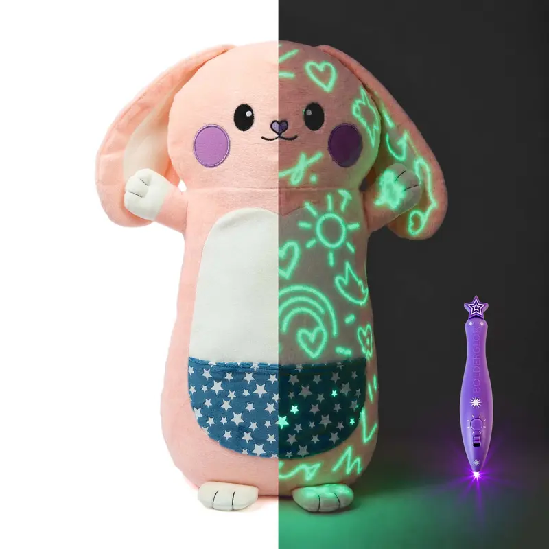 Bear Glow-in-The-Dark Plush with Light Pen, Soft & Cuddly Plush Toy for Kids, Draw with Light and Create Magical Glow Artwork