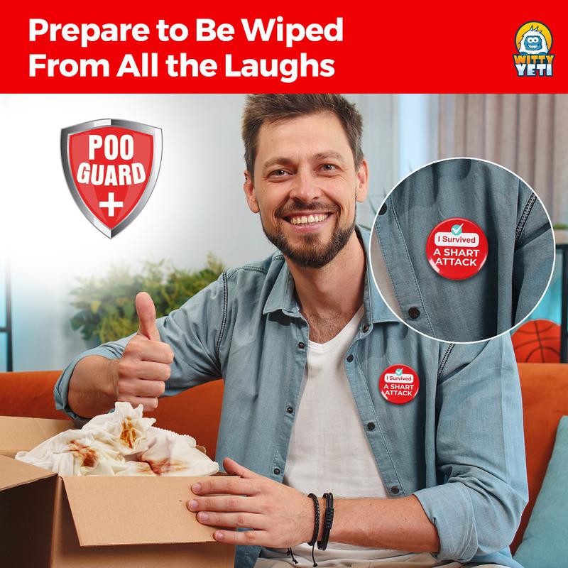 Funny Shart Survival Kit by. Ultimate Poop Prank Gag Gift Set Contains Wet Wipes, Disposable Underwear, Tissues and Hilarious Badge. 