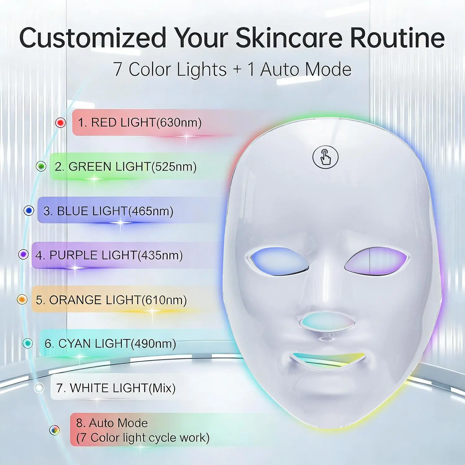 Red light therapy mask, 7 color LED photorejuvenation mask, daily care photorejuvenation, wireless charging.