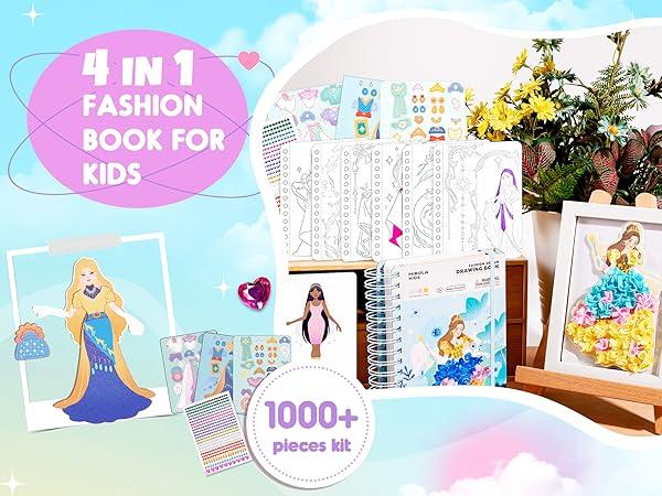 Jar Melo Poke-in 4-in-1 Diamond Painting Kits & Art Magic Princess Craft Kit Stuffers Watercolor DIY Gifts for Girls Handicraft Activities  Embroidery Design Set #Summervibes