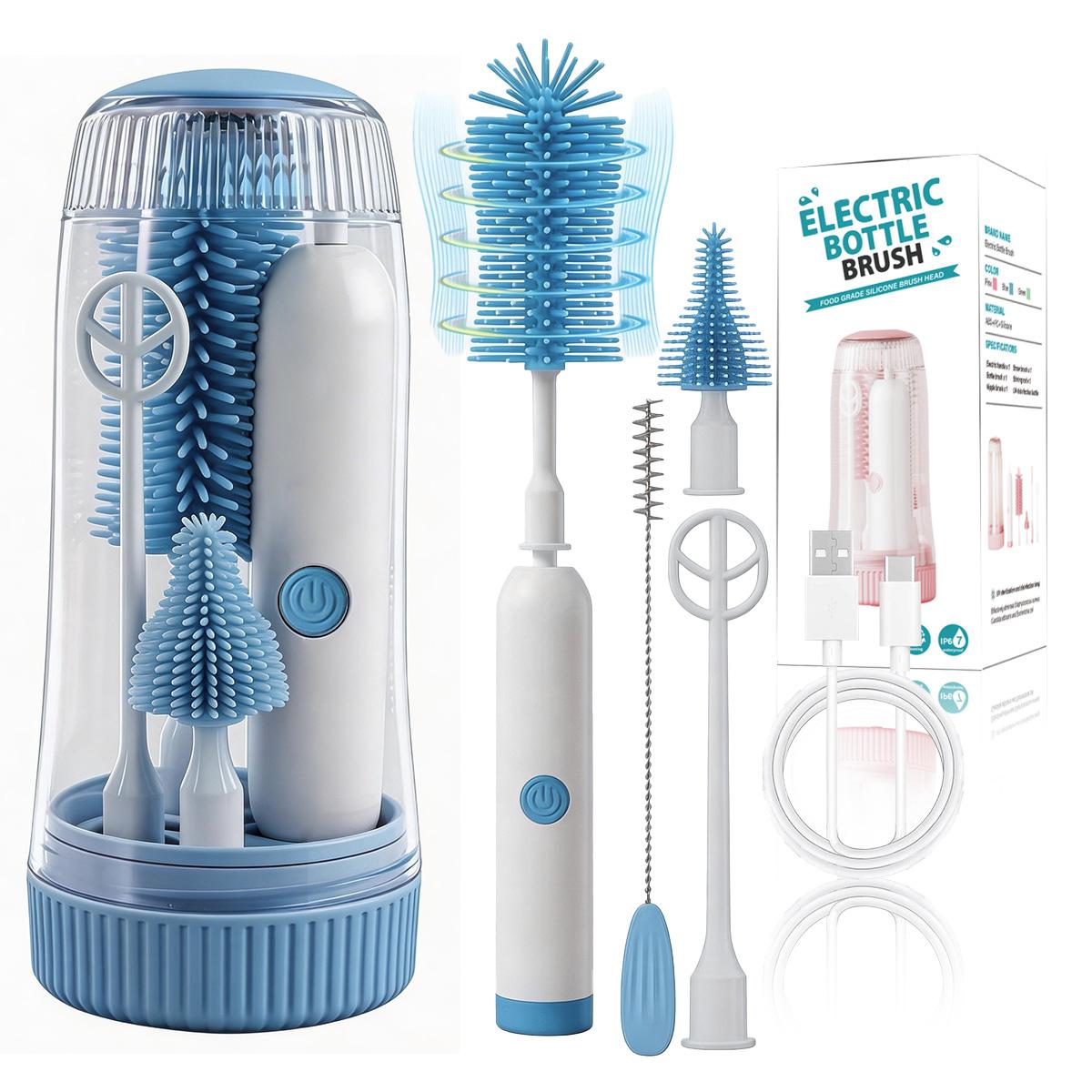 Electric Bottle Cleaning Brush, Baby Bottle Brush Cleaner, Water Bottle Cleaning Kit, Nipple Brush,Straw Cleaner Brush, 360° Rotation, Silicone Material, Waterproof,6 Packs Set for Newborns Electric Bottle Cleaning Brush, Baby Bottle Brush Cleaner, Water Bottle Cleaning Kit, Nipple Brush,Straw Cleaner Brush, 360° Rotation, Silicone Material, Waterproof,6 Packs Set for Newborns