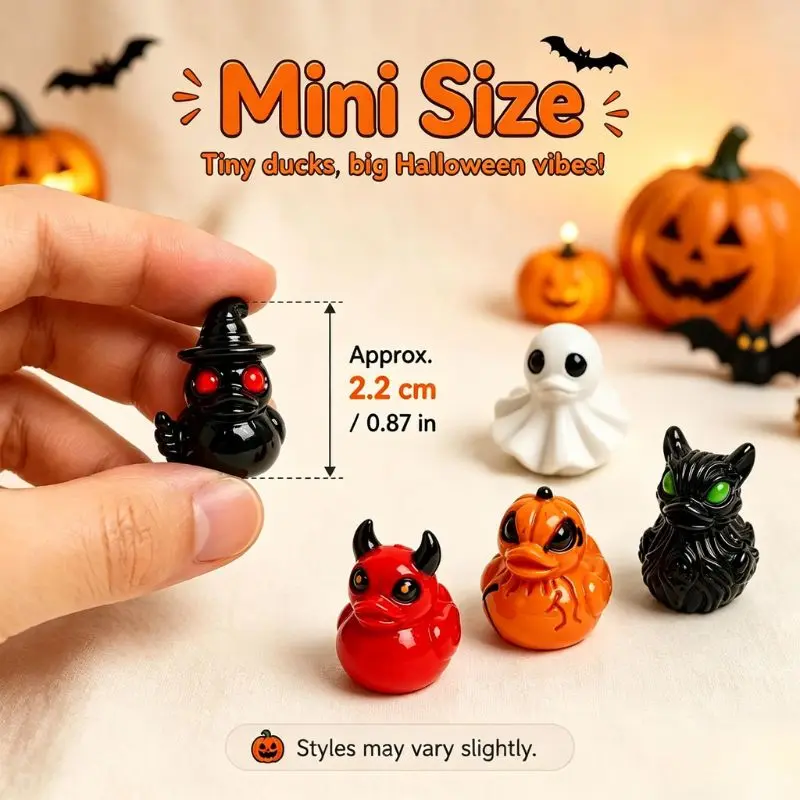 Mini Devil Ghost Skull Resin Ducks, Cute Spooky Desktop Decor, Creative Desktop Ornament, Mini Garden Ornament, Home Decor Ornament, Halloween Christmas Decoration, Party Gift, Decorative Piece, Decorative Ornaments