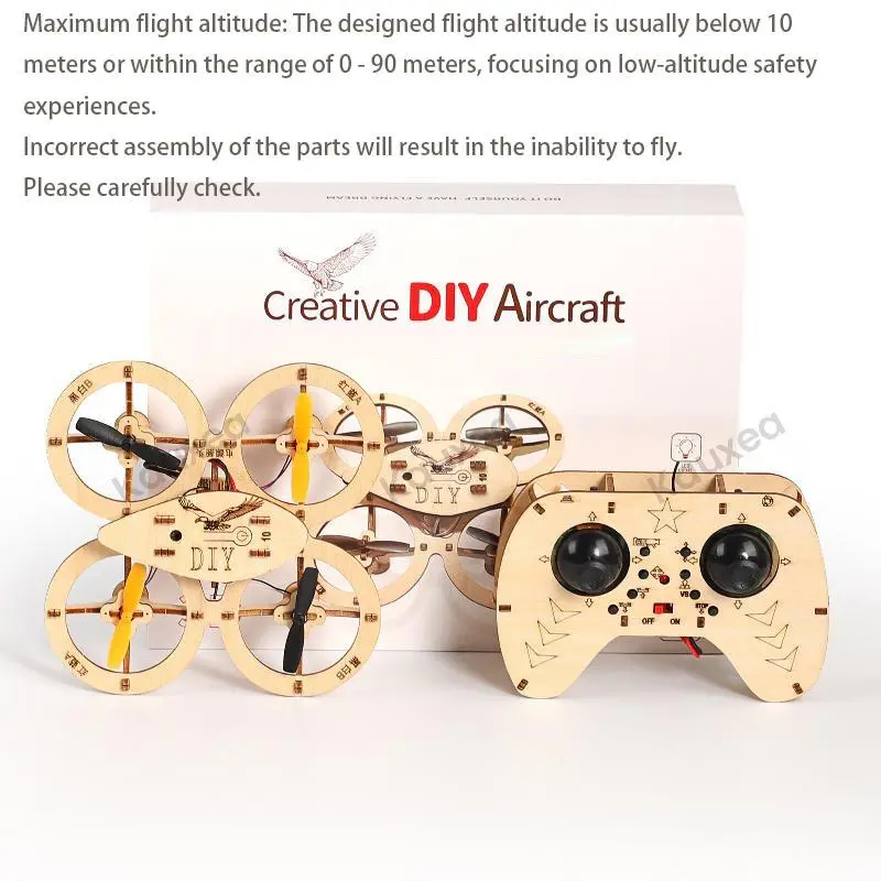 Beginner RC Wooden Training Toy Set with Remote Control and Batteries - DIY Assembly