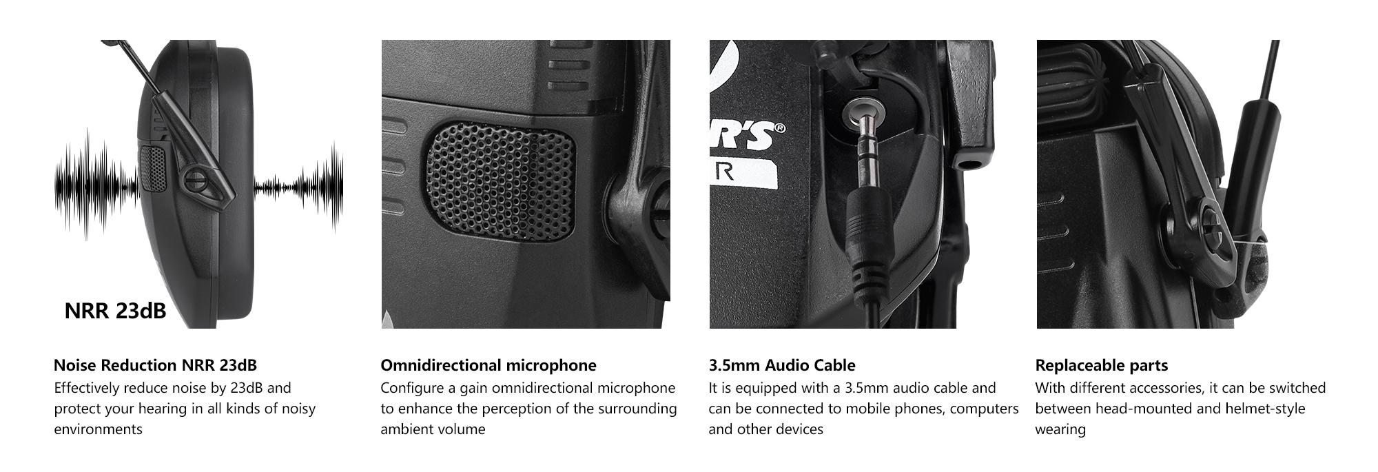 Tactical Noise Reduction Earmuffs, Adjustable Head-Mounted Tactical Accessories with Sound Pickup & HearingProtection for Competition, Hunting, Work,campingessentials,campinggear