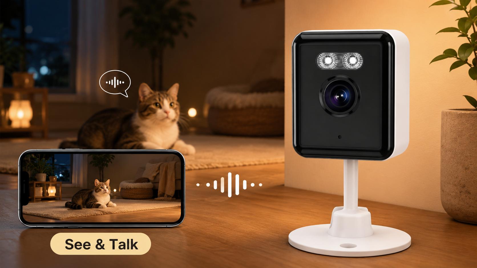 2-Pack Indoor Pet Camera, 1080P HD WiFi Security Camera for Dogs Cats Baby Monitor, Full-Color Night Vision, Motion Detection Alerts, Two-Way Audio, App Control Home Camera