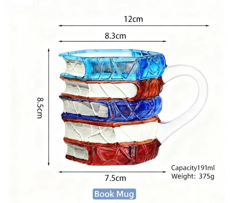 Ceramic Innovative 3D Painting Book Mug Unique Stacked Coffee Cup Perfect Gift for Literature Lovers Creative Colorful Book Gift Ideal for Christmas