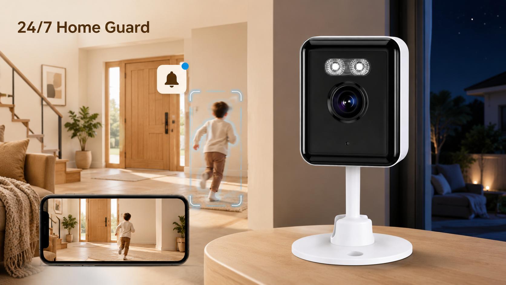 2-Pack Indoor Pet Camera, 1080P HD WiFi Security Camera for Dogs Cats Baby Monitor, Full-Color Night Vision, Motion Detection Alerts, Two-Way Audio, App Control Home Camera