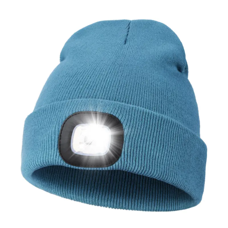 Unisex Hat with Light, USB Rechargeable Hands Free Headlamp LED Beanie, Winter Gifts for Men Dad Father Husband Him