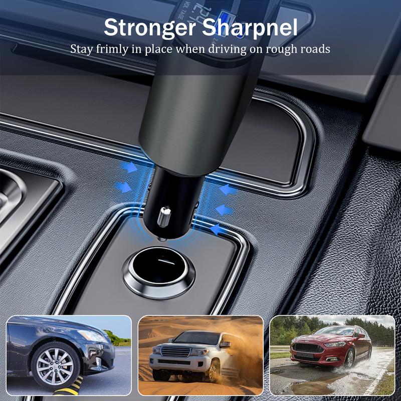 4-in-1 Retractable Car Charger, 100W USB-C Fast Adapter with Lightning Cable & Dual Ports for iPhone, iPad, AirPods, Samsung, Google Pixel