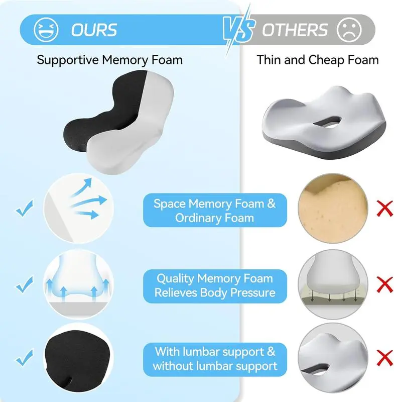 Non-Slip Memory Foam Back Support Cushion - Easy Care