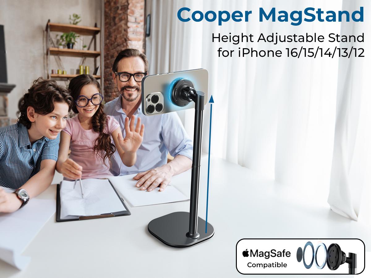 Cooper MagStand - MagSafe Height Adjustable iPhone Holder for Desk, MagSafe Cellphone Mount for iPhone 17/16/15/14/13/12, Strong Magnetic Cell Phone Stand Cooper MagStand - MagSafe Height Adjustable iPhone Holder for Desk, MagSafe Cellphone Mount for iPhone 17/16/15/14/13/12, Strong Magnetic Cell Phone Stand