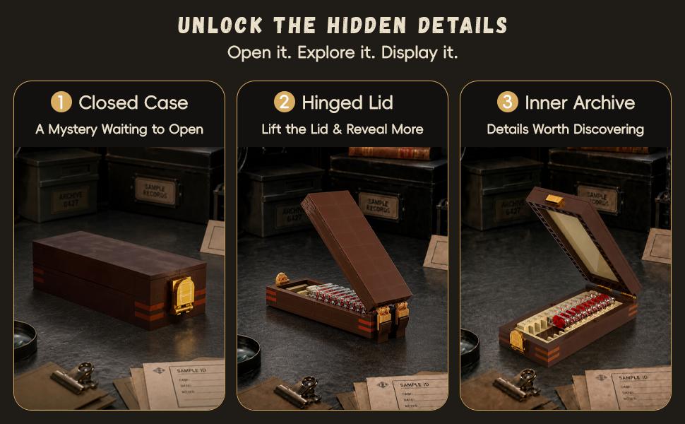 Blood Slide Box Building Set，Forensic Display  Model Building Blocks,Openable Forensic Display Model with Numbered Slides,Ideal DIY Christmas Birthday Party Favor Gift for Kids & Adult Collectors to Build and Showcase