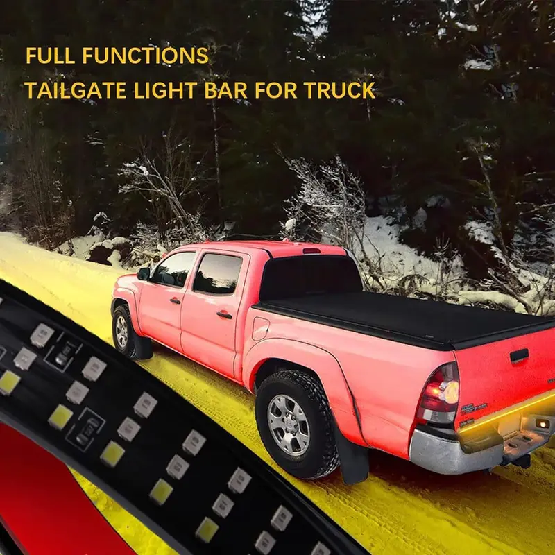 Upgrade Triple Row Tailgate Light Bar Waterproof LED Sequential Brake, Reverse & Turn Signal, Waterproof Plug & Play Truck ,Summer Vibe