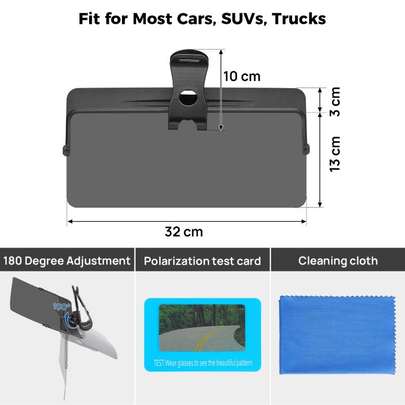 Joytutus Sun Visor for Car Universal Anti-Glare Polarized Visor Extender with UV400 Protection & Clear Vision 12.6 x 5 Lens Size Quick 5 Sec Installation Safe Driving Windshield Sunshade