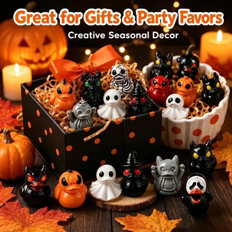 Mini Devil Ghost Skull Resin Ducks, Cute Spooky Desktop Decor, Creative Desktop Ornament, Mini Garden Ornament, Home Decor Ornament, Halloween Christmas Decoration, Party Gift, Decorative Piece, Decorative Ornaments