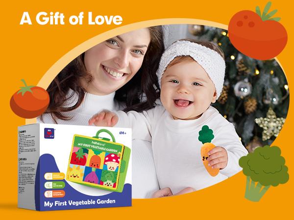 hahaland My First Garden Stuffed Toys Set-Fruits Vegetables Garden Plant Plush-Sensory for Babies 6-12 Months,Montessori Sensory Toy Carrot Flower with Rattles Mirror Squeaker Textures , Baby Gifts,Soft Huggable Stuffedtoy,Durable Soft Fluffy
