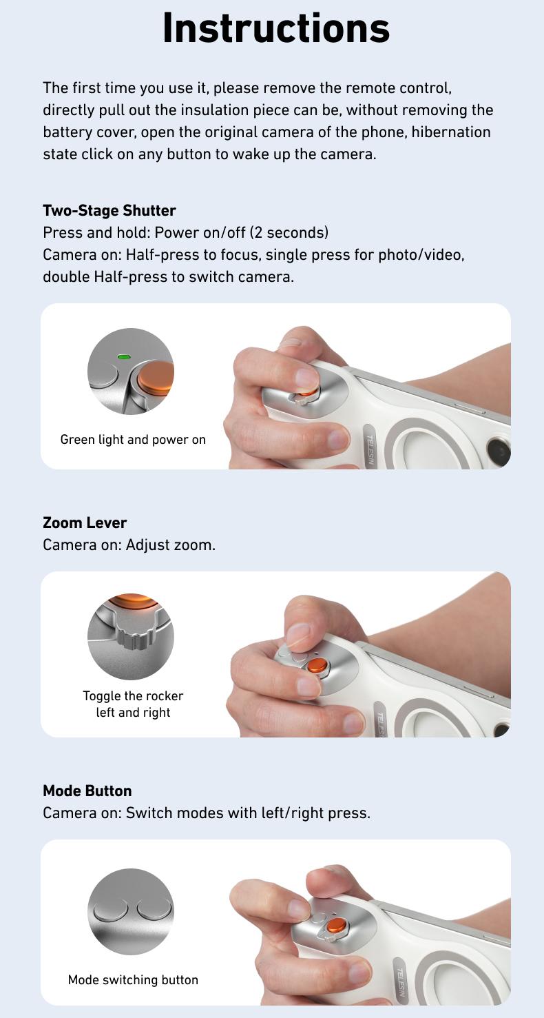 【TikTokShopBlackFriday】TELESIN Magnetic Phone Camera Grip with Wireless Shutter &ndash; DSLR-Style Handle for iPhone & Android, 1/4" Screw, Ergonomic Design, Perfect for Vlogging, Selfies, and Steady Shots, Compatible with iPhone 17