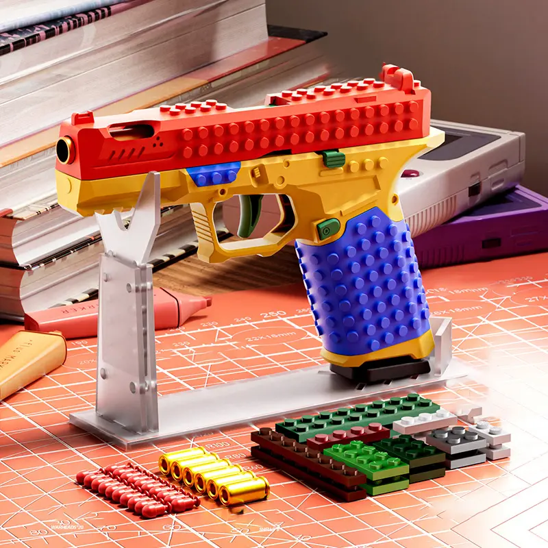 BAZILBAZOS-[BONUS TARGET INCLUDED]–Tactical DIY Building Block Handle Set, Build-Your-Own Multiplayer Strategy Toy for Outdoor Team Activities, Creative Festival Gift