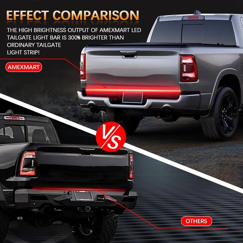 Upgrade Triple Row Tailgate Light Bar Waterproof LED Sequential Brake, Reverse & Turn Signal, Waterproof Plug & Play Truck ,Summer Vibe